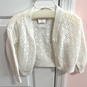 2T white button sweater